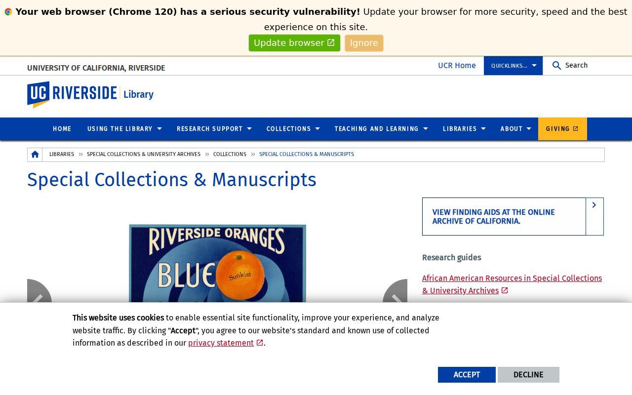 Riverside neighbors UCR manuscript collections