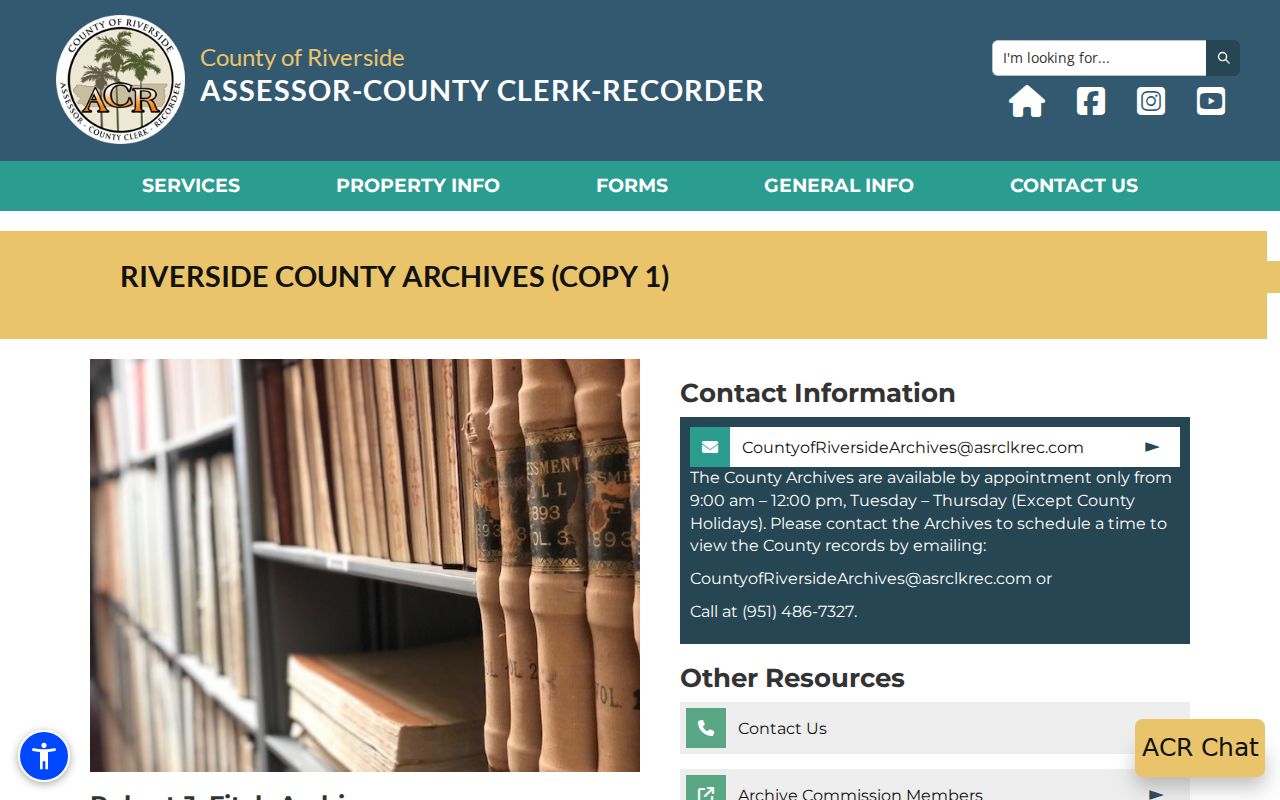 Riverside previous residents county archives research source