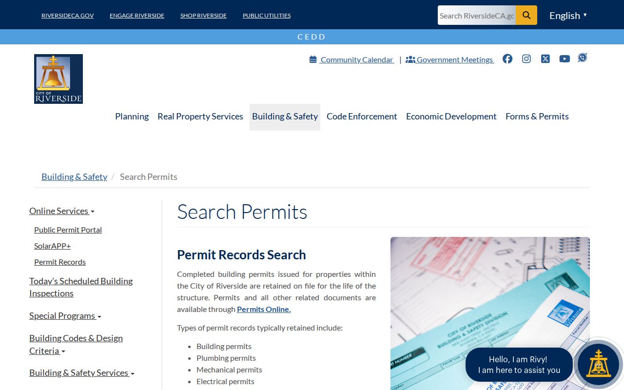 Riverside street directory permit search guidance